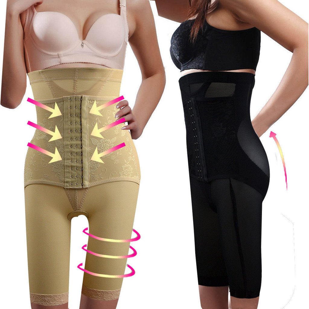 Free Shipping front button elastic super-elevation waist abdomen drawing pants butt-lifting body shaping pants corset  V039