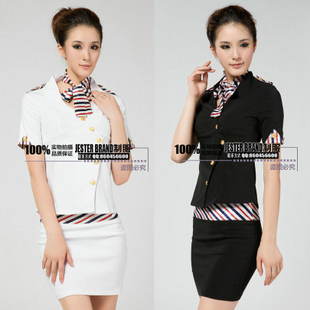 free shipping! Front desk uniform work clothes sauna, ms. service ktv work wear stewardess uniforms professional set