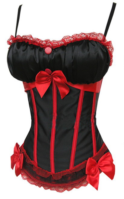 Free Shipping Front Three Bows and Lace Corset with G-string  5158-2