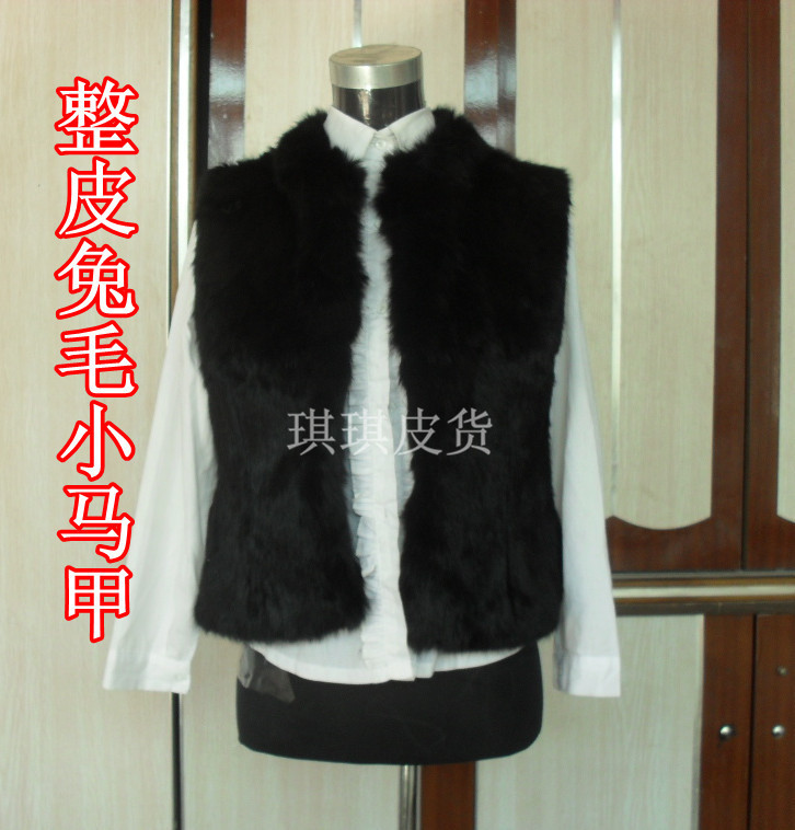 FREE SHIPPING! Full leather rabbit fur vest short design fur coat stand collar vest vest women's autumn and winter