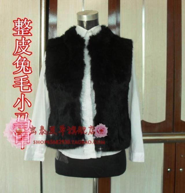 FREE SHIPPING! Full leather rabbit fur vest short design fur coat stand collar vest vest women's autumn and winter