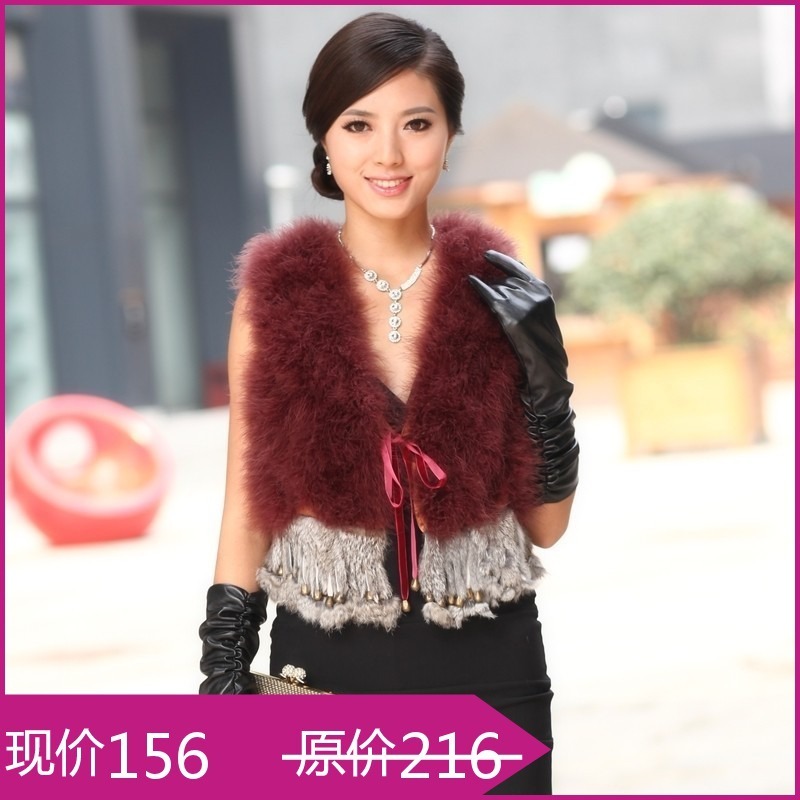 FREE SHIPPING! Fur 2011 Women high quality ostrich wool women's vest short design fur vest