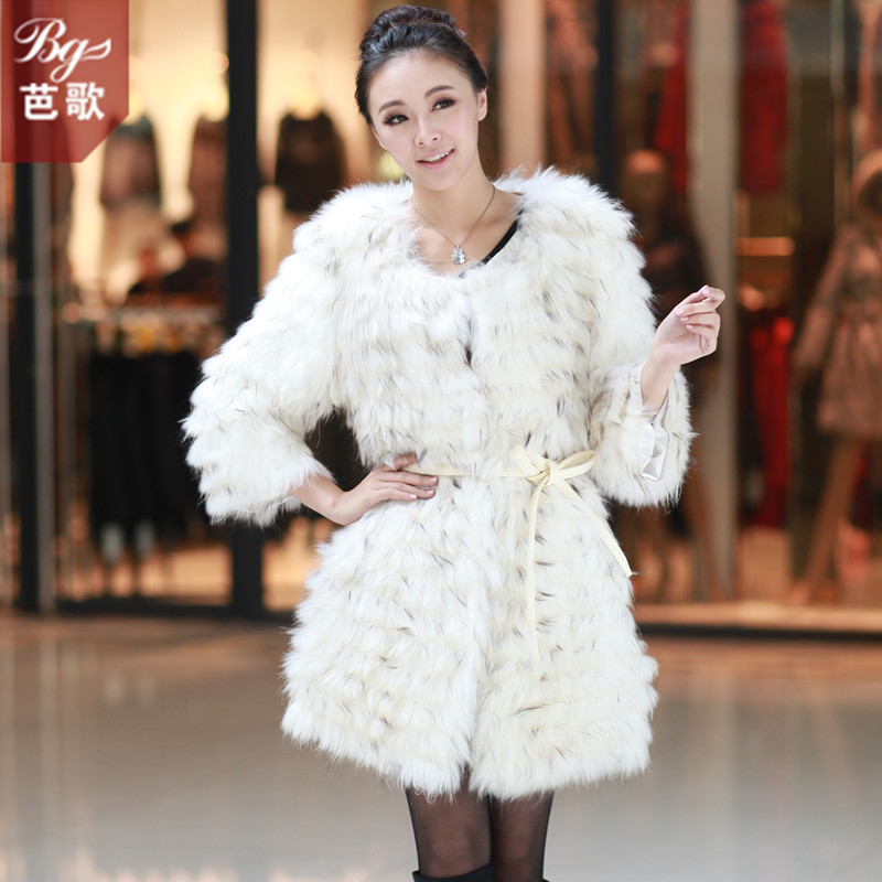 free shipping Fur coat 2012 7 medium-long raccoon fur coat Women slim fur douhua