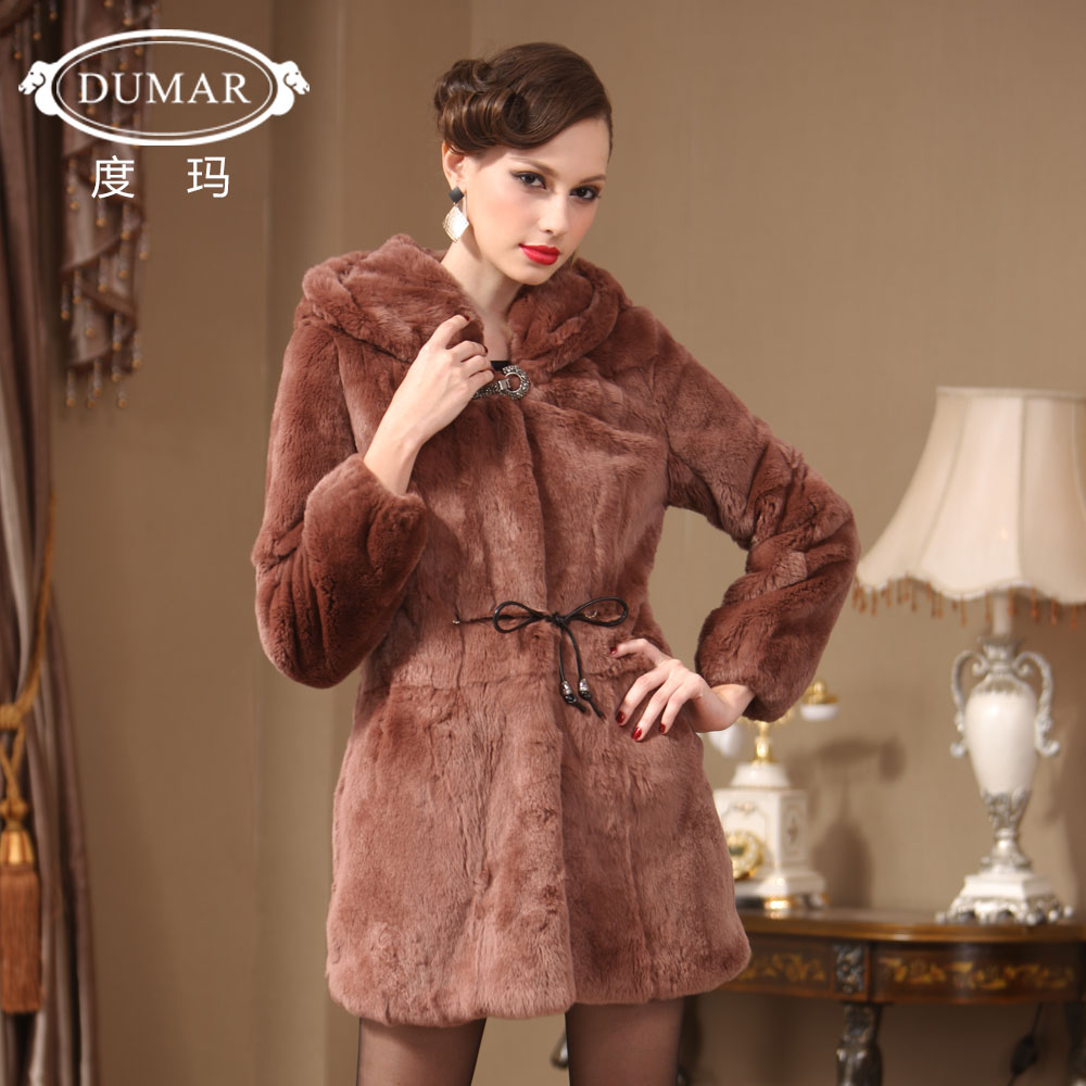 free shipping Fur coat 2012 high quality rex rabbit hair long design slim fur pc0667