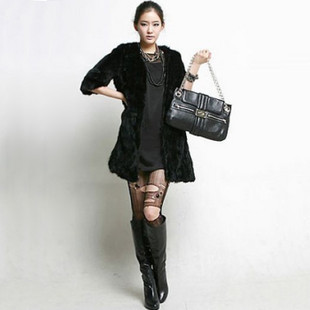 Free shipping Fur coat 2012 medium-long fur coat overcoat fashion cardigan