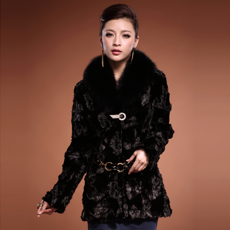 free shipping Fur coat 2012 mink fox fight mink marten overcoat douhua