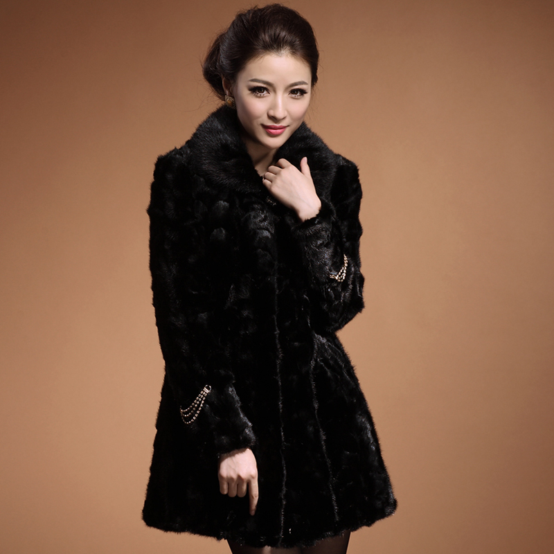 free shipping Fur coat 2012 mink overcoat long design mink outerwear douhua