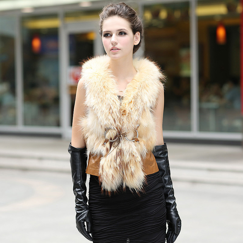 free shipping Fur coat female 2012 women's high quality raccoon fur sheepskin vest m-3579 douhua