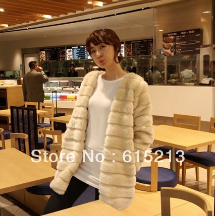 Free shipping Fur  coat medium-long  cardigan overcoat