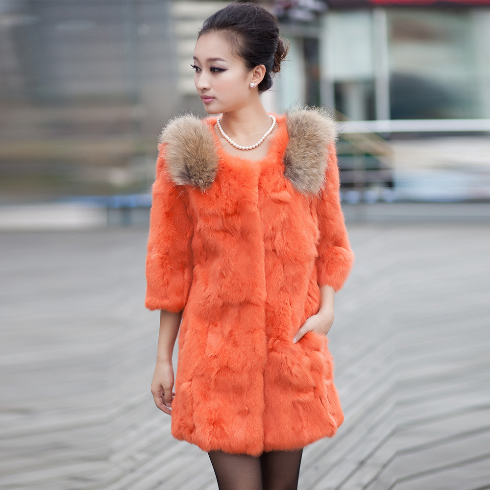 Free shipping Fur coat rabbit fur outerwear female winter medium-long 2012