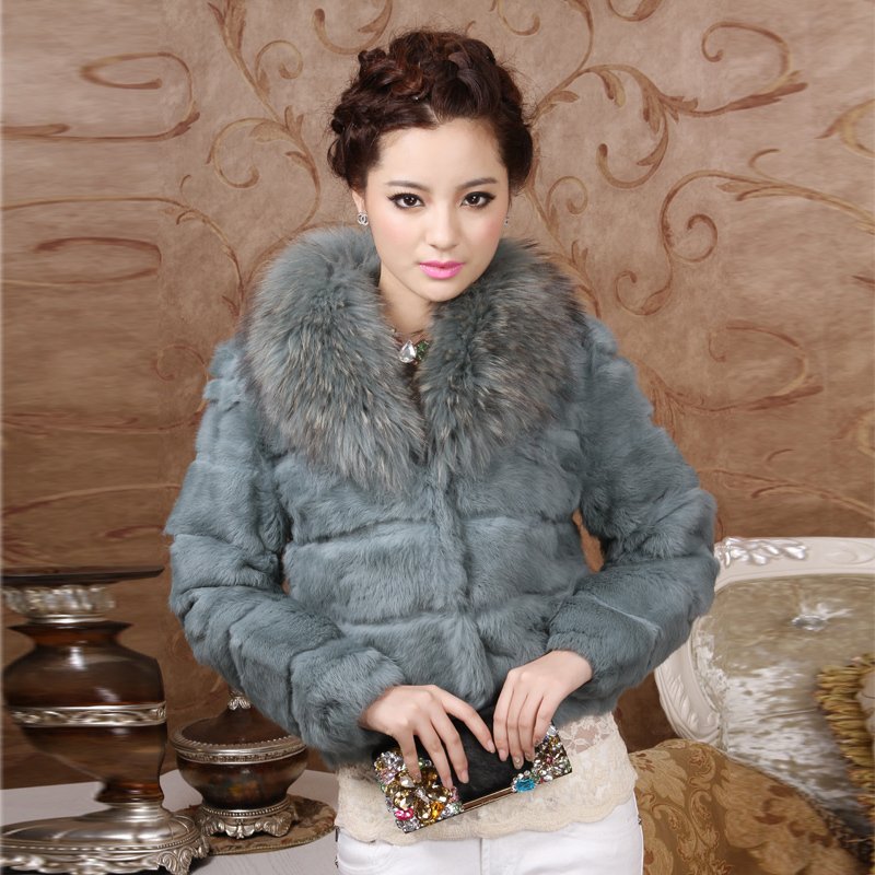 free shipping, Fur coat rabbit fur overcoat 2012 raccoon fur long-sleeve short design