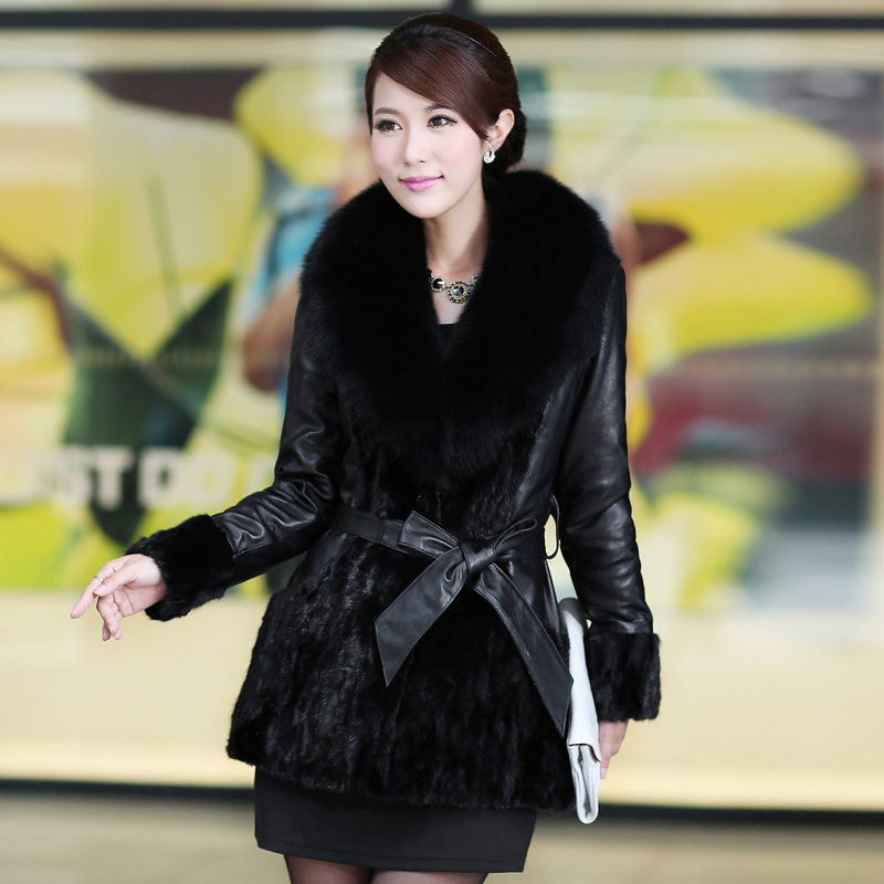 free shipping Fur coat sheepskin fight mink fox fur a-0001