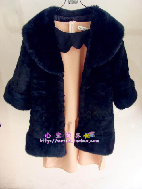 free shipping Fur long design outerwear overcoat faux patchwork fur medium-long outerwear decorative pattern fur