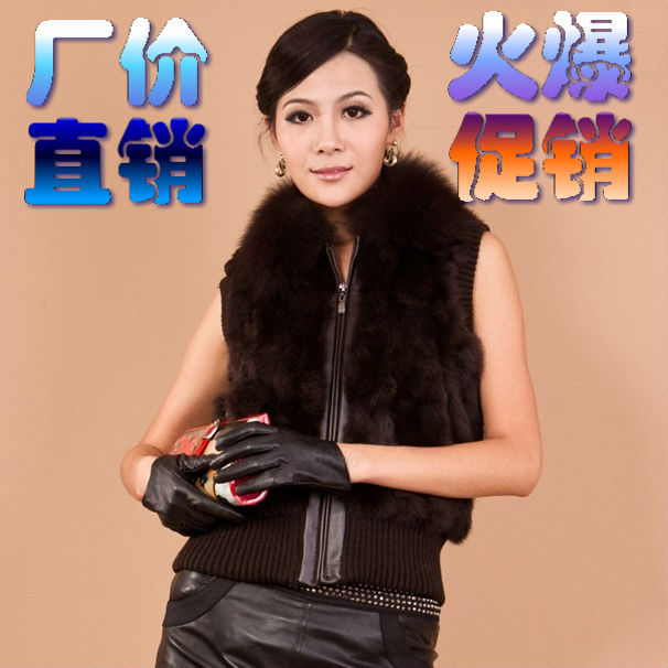 FREE SHIPPING! Fur vest women's rex rabbit vest fox fur