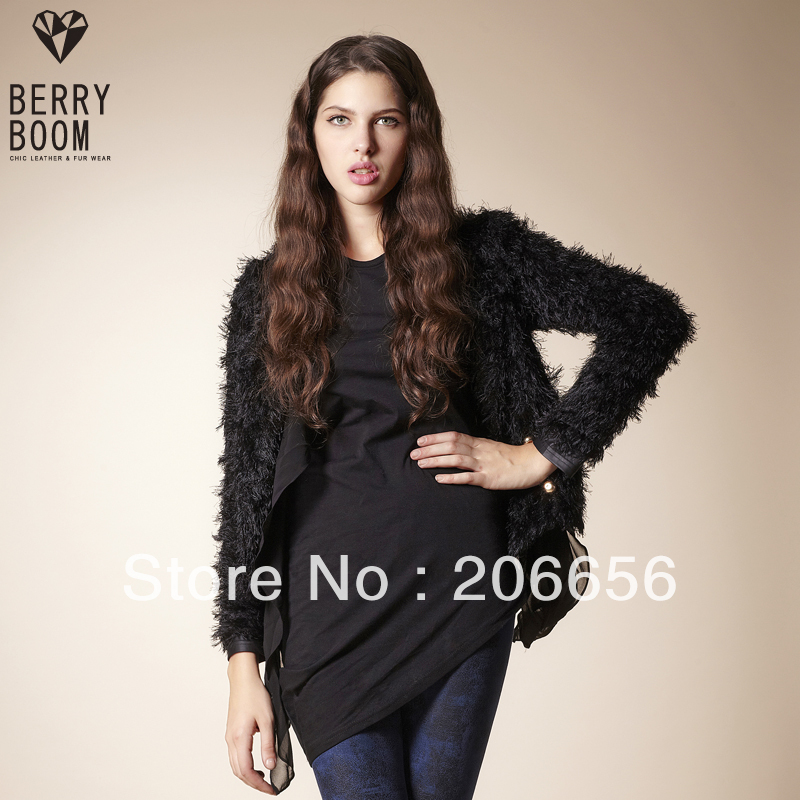 Free Shipping   garland 2012 autumn new arrival women's chiffon loose long-sleeve double breasted fur short jacket