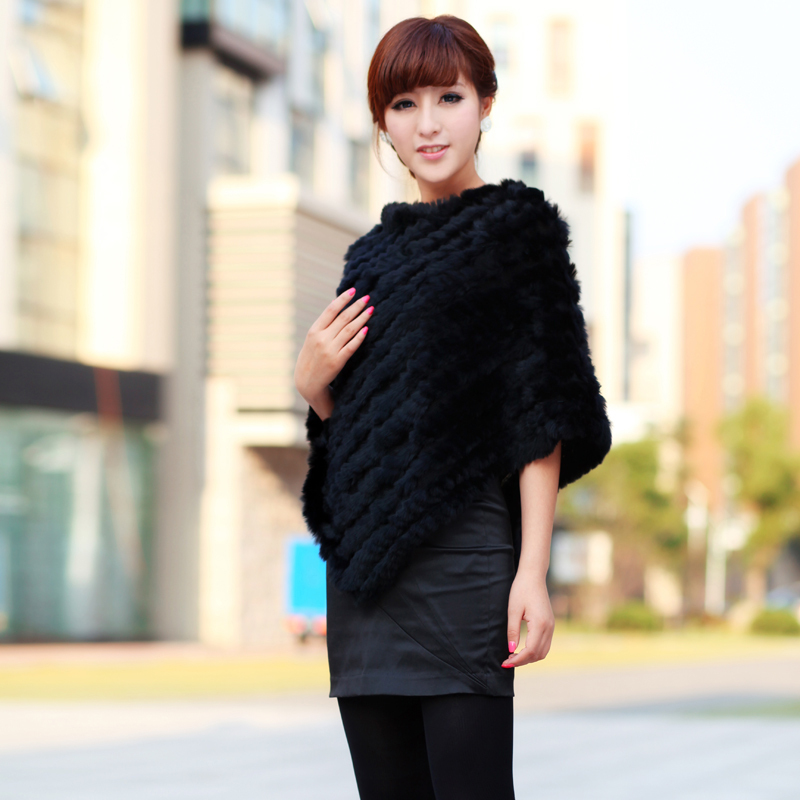 free shipping Genuine leather 2012 autumn and winter fur cape rabbit fur trigonometric pullover cape