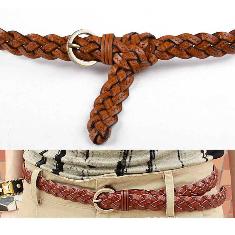 Free Shipping Genuine leather belt female women's thin belt broken cowhide knitted four seasons all-match decoration belt