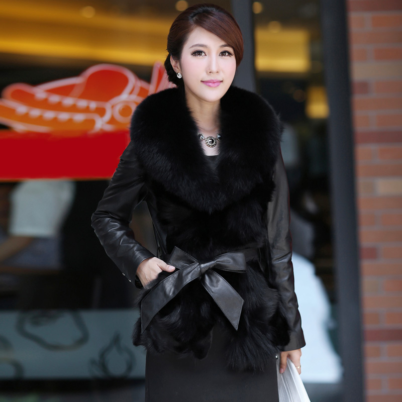 free shipping Genuine leather fox leather clothing female sheepskin clothes women's short design fur coat 0004