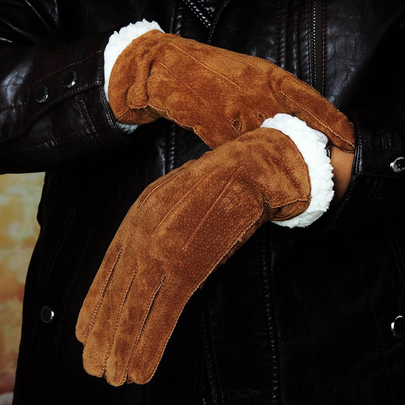 Free shipping genuine leather ladies glove pigskin leather gloves warm gloves  mitten oversize gloves daily gloves