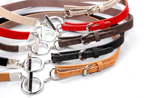 free shipping Genuine leather pigskin unique ring buckle fashion women thin belt