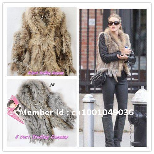 Free Shipping Genuine Rabbit fur coat with tassels outwear/garment  lady/women warm coat/vest  wholesale/retail