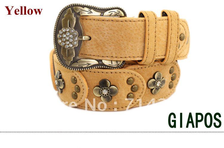 Free shipping! Giapos fashion rhinestone vintage belts  all-match genuine leather cowhide strap women's belts fashion waistbands