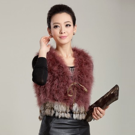 Free shipping Gift 2012 spring fur vest ostrich sweater vest short design vest women outerwear