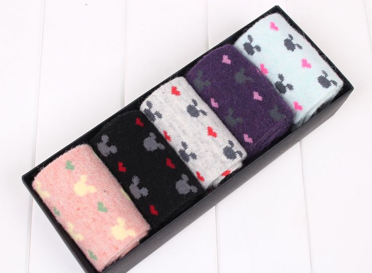 Free Shipping Gift box  socks   Women  lovely  lady  Solid   tuber  5 pairs/lot  keep warm cotton cute   L127