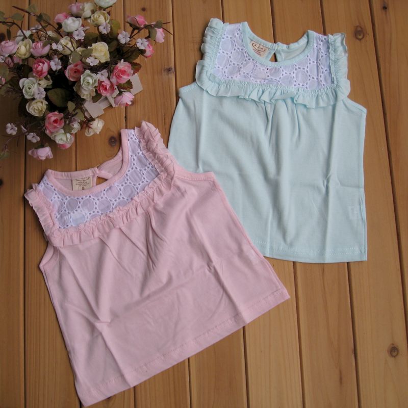 Free Shipping Girls summer clothing sleeveless T-shirt 100% T-shirt child cotton vest 2013 short-sleeve baby clothes