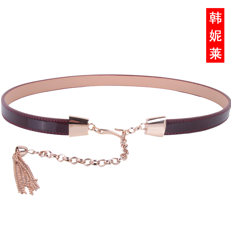 Free Shipping Gold chain tassel women's belt all-match genuine leather decoration belt fashion belly chain np0095