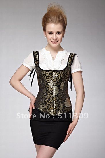 Free shipping,Gold Floral corset,S-XXL available,A013