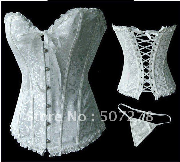 Free shipping!! Gothic Brocade Sexy Lingerie Blue body lift shaper Bustier Corset + G-String 8111