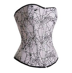 Free shipping!! Gothic grey corset with spider web net overlay body lift shaper Sexy Lingerie