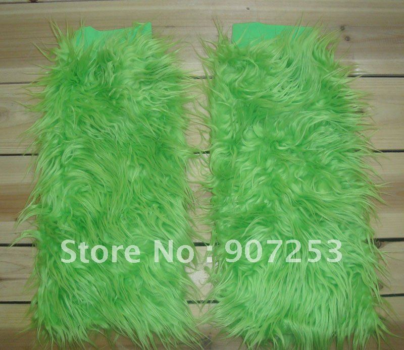 Free shipping GREEN leg warmers fluffies