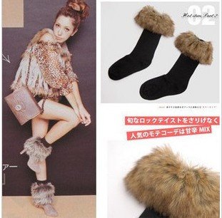 Free Shipping Guaranteed 100% The snow fall and winter of the classic long-haired fur flange tube socks + support wholesale