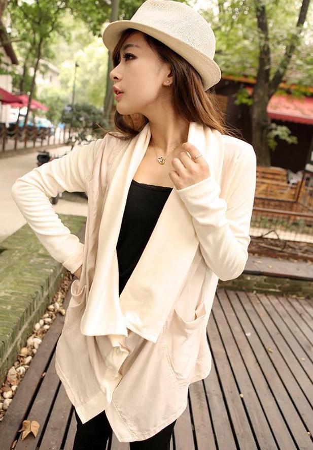 Free shipping, H4298 2 spring and autumn classic irregular sweep gentlewomen patchwork cardigan