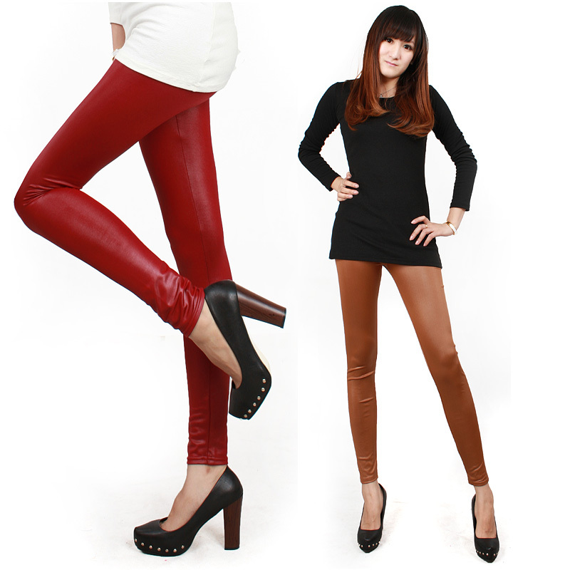 FREE SHIPPING! H467 high waist faux leather pants fashion tight trousers female pencil pants summer ankle length trousers