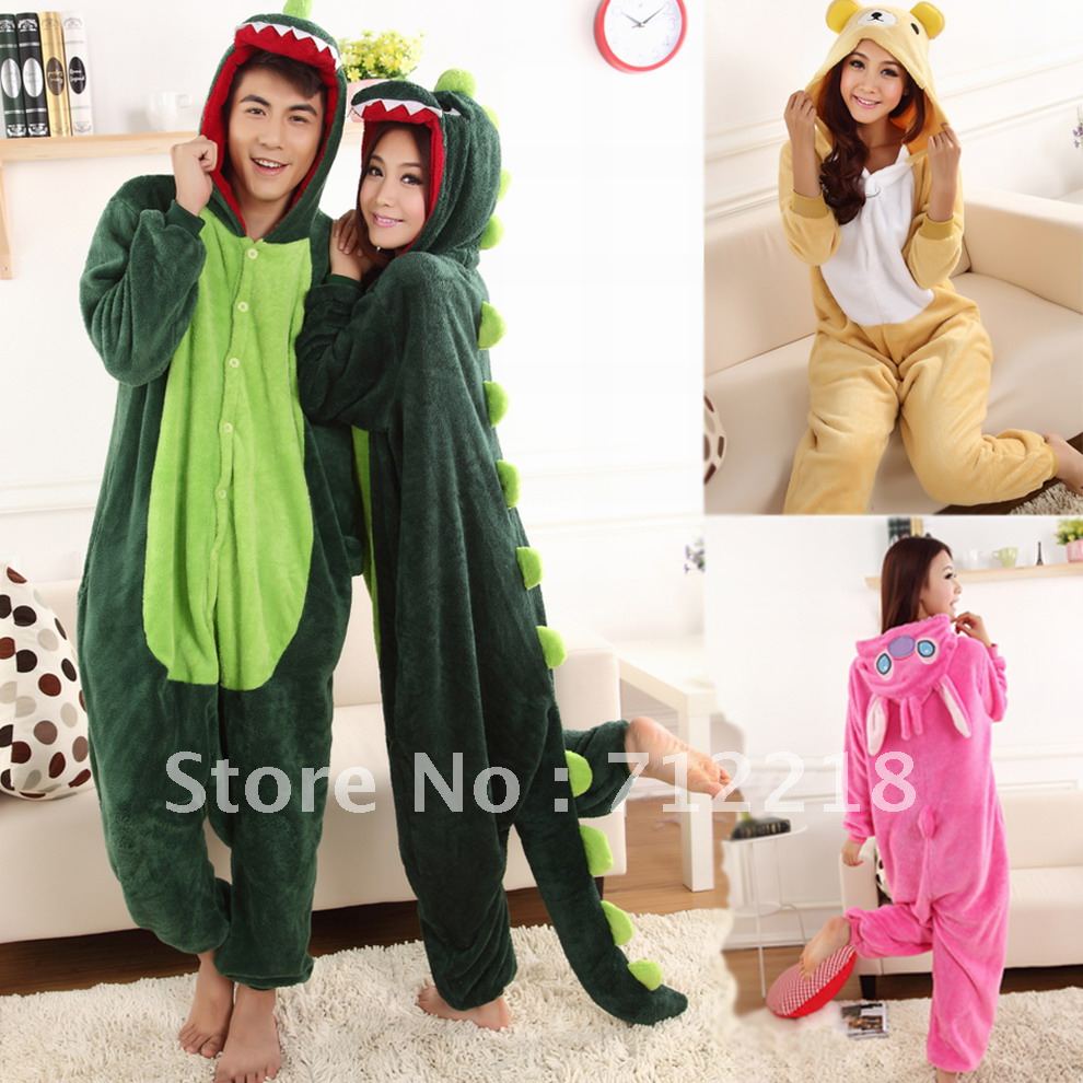 Free Shipping halloween Coral fleece sleepwear animal cartoon one piece autumn and winter kigurumi pyjamas for women and men