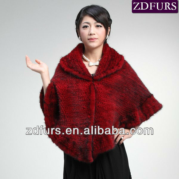 Free Shipping Hand Knitted Mink Fur Cape Women Fashion Fur Shawl ZDKM-2050