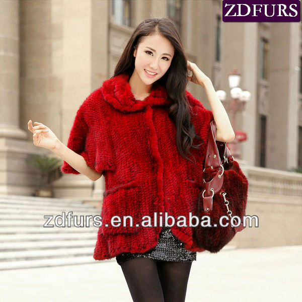 Free Shipping Hand Knitted Mink Fur Shawl Fur Vest 4Colors ZDKM-2017