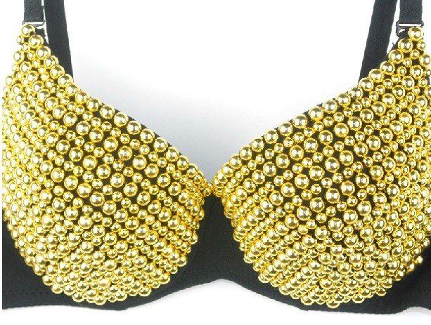 FREE SHIPPING Hand Make Women Round Bead Shiny Bra Metallic Punk Disco Dance Bra  Wholesale 20pcs/lot