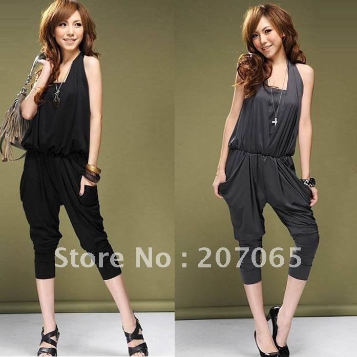 Free shipping  harem jumpsuit halter tube design ,Women's jumpsuit overall Harem pants v-neck  4 colour