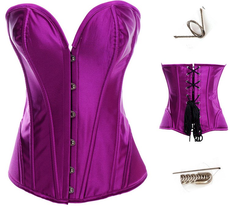 Free shipping!! Heavily Super strong laceing steel boned Purple sexy large thoracic orset