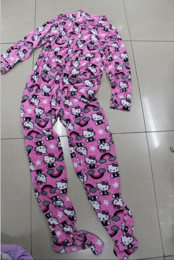 Free shipping Hello kitty coverall sleepwear lounge polar fleece fabric one piece