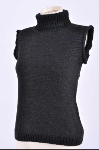 Free Shipping  High Collar Solid Color Warm Sweater Vest Black