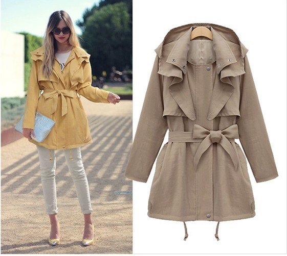 Free shipping high-end Couture light coffee color yellow duffle coat