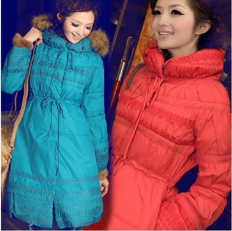 Free Shipping! High-end Customization Removable Raccoon Collar Long-sleeve Fashion Thicken Women Down Jackets Coats,GRYR19