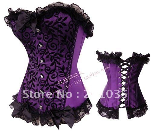 free shipping high quality Corset royal bone clothing corset shaper purple black lace decoration push up abdomen drawing