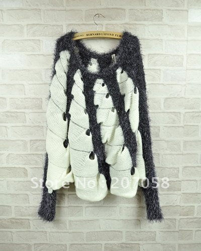 Free shipping high quality fashion bat sleeve wool blends yarn sweater