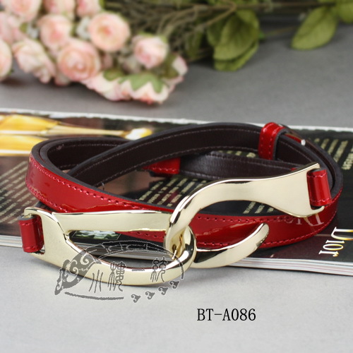 Free shipping high-quality fashion ladies belts Gold Toned Hardware Women Patent Leather Skinny Hip Belt BT-A086